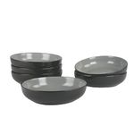 Two Tone Coupe 8.5”/36 Oz. Dinner Bowl Set Of 6, Black/Gray