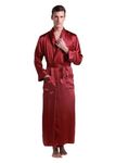 bellababebysk Luxury Satin Robe for Men | Night Robe | Men Nightwear | Sleeprobe | Full length | Frictionless Satin | Retains Skin Moisture | Front Pockets | Silky (IN, Alpha, M, Wine)