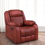 duroflex Avalon Single Seater Manual Recliner, Suede Fabric, Contemporary Look & Design, Color - Crimson Red