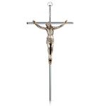 SmartChoice Crucifix - Solid Brass-Antique Silver Polished Wall Cross -10" - Packed in Gift Box - Decorative Crosses (Antique Silver)