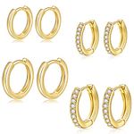 Gold Huggie Hoop Earrings, Tiny Mini Hoop Earrings Set Hypoallergenic Small Gold Hoop Earrings for Women