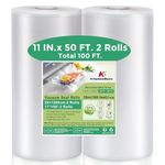 KitchenBoss 11''x50' Vacuum Sealer Bags: 2 Pack Vacuum Sealer Rolls for Food Saver（Total 100FT）, Commercial Grade Sac Sous Vide Bag, BPA Free Heavy Duty Vac Seal Bags