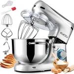 KUCCU Stand Mixer, 6.5 Qt 660W, 6-Speed Tilt-Head Food Dough Mixer, Kitchen Electric Mixer with Stainless Steel Bowl,Dough Hook,Whisk, Beater, Egg white separator (6.5-QT, Silver)