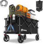 Sekey 200L Folding Festival Trolley with All-Terrain Wheels and Brake, Heavy-Duty Cart Loadable up to 150KG, Patented Four-Directional Foldable Design, Wagon for Beach Camping Garden Shopping, Black