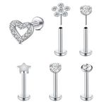 VFUN 16g Flat Back Lip Piercing Jewellery 8mm Lip Bars Labret Piercing Jewellery Tragus Earrings Helix Piercing Forward Helix Jewelry Silver Helix Earrings Piercing Studs