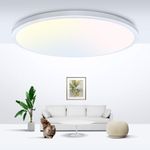 Zemty 12 Inch LED Flush Mount Ceiling Light Fixtures, 28W 3200lm Super Bright LED Ceiling Light, 3000k/4500k/6000K 3 Color Temperatures Selectable Ceiling Light for Bedroom Kitchen Dining Room (White)