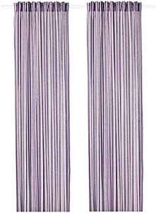 Ikea PRAKTKLOCKA Curtains, 1 Pair, lilac/striped145x300 cm (57x118 ), Polyester, Lightweight