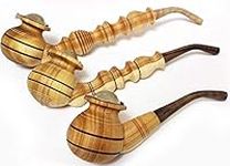 Set of 3 Wooden Smoking Pipes Different Size 7, 10, 14 cm Long Carved Handmade Pipe