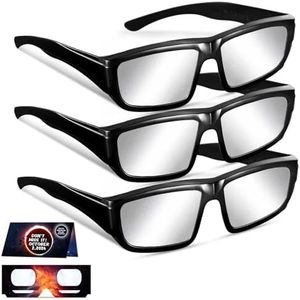 Andbasis 3 Pack Solar Eclipse Glasses 2024 Approved Plastic Eclipse Glasses ISO 12312-2:2015(E) & CE Certified Safe Shades for Direct Solar Eclipse Viewing