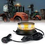 Xprite LED Rotating Beacon Light, 4.5Inch Super Bright Forklift Rooftop Flashing Safety Warning Strobe Lights w/Magnetic Base for 12-24V Construction Truck Patrol Car Tractor Golf Carts, Amber/White