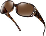 HAOLOTA Polarized Sunglasses for Women, Rhinestone Wrap Around Sunglasses with UV400 Protection