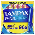 Tampax Pearl Compak Regular Tampons, 96 Count (Pack of 1)