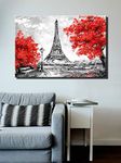 999Store Wooden Stretched Framed canvas paintings for living room wall big size Multicolor Eiffel Tower Landscape Office Wall frames painting modern stylish décor home hanging ( Canvas 24X36 Inches Strectched Canvas) FLPSZ231072017003