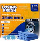Washing machine cleaner tablets 24 Tablets – Clean Drum And Laundry Tub Seal, Safe for Front & Top Load HE Washers – Eco-Friendly, Septic Safe Descaler, 12 month supply, Includes Drying Towel