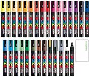 Loconeko Uni Posca Paint Marker Medium Point (PC-5M) 29 Colors FULL RANGE Bundle Set Mitsubishi Poster Colour ALL COLOR 2.2mm Marking Pen Memo pad Set