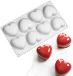 Heart Mold Chocolate Molds - 3D Heart Shape Silicone Mousse Cake Baking Molds For Valentine Hot Chocolate Dessert Candy Cheesecake(8-Cavity)