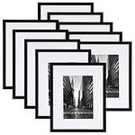 Giftgarden Black 8x10 Picture Frame Set of 10, Matted to 5x7 Picture with Mat or 8x10 Photo without Mat, Multi Frames for Gallery Wall Tabletop Display