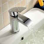 Vago Bathroom Waterfall Basin Mono Mixer Tap Chrome Brass Deck Mounted