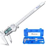Kynup Digital Caliper, 200mm/8 Inch Caliper Measuring Tool with Stainless Steel, IP54 Splash Proof Protection Design, Easy Switch from Inch Metric Fraction, Large LCD Screen, 2 Extra Button Cells