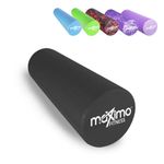 Maximo Fitness Foam Roller - Exercise Rollers for Trigger Point Self Massage and Muscle Tension Relief, 15cm x 45cm Massager for Back, Legs, Workouts, Gym, Pilates and Yoga, Black