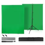 Green Screen with Stand，Heorryn 2x1.5M Greenscreen Chromakey Background with Photography Support Stand Kit for Photoshoot Stream Gaming Photo Video Recording