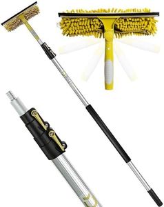 DocaPole Window Washing Kit with 5-12 ft Telescoping Extension Pole (20+ Foot Reach), Window Squeegee & Scrubber Combo w/Pivot System, Indoor and Outdoor Use