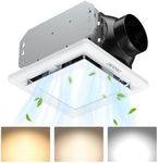 FASDUNT Bathroom Exhaust Fan with Light - 110 CFM Ventilation, 1.0 Sones - Easy Installation, Energy Efficient, White Finish, Dimmable LED 3000K/4000K/5000K for Home Bath Office Hotel