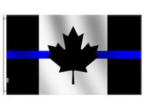 Rhungift Thin Blue Line Canada Flag 3x5 Ft,Quadruple Stitched Fly End-Honoring Law Enforcement Officers Black Candian ThinBlue Police Flags 36X60inch