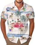 GEPOS Dog Lover Pint Casual Hawaiian Shirt for Unisex, Pet Owner Short Sleeve Button Shirt for Men Women,, Chihuahua, Large