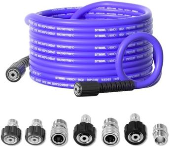 SITIMIMIL Pressure Washer Hose 50FT 1/4'', Kink Resistant M22 14mm Pressure Washer Hose to 3/8'' Quick Connect Couplers for Replacement, Hose for Pressure Washer 3600 PSI,7 Stainless Steel Accessories