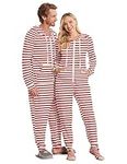Ekouaer Matching Onesie for Couples Zipper Hooded Christmas Adult Onesie Pajamas with Pockets S-XXL
