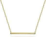 Thin Minimalist Sideways Horizontal Round Station Bar Pendant Necklace for Women for Teen 14K Gold Plated .925 Silver