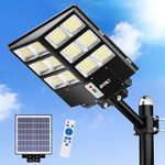 JAYNLT 800W Solar Street Lights Outdoor, 60000LM 6500K Solar Parking Lot Lights Dusk to Dawn, IP67 Waterproof Solar Security Flood Lights with Motion Sensor for Yard, Garden, Parking Lot