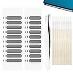 60 Pcs Phone Speaker Dust Protector Cover Speaker Anti Dust Adhesive Cover with Cleaning Swabs Tweezer Phone Speaker Dustproof Stickers Protector Mesh for Most Types of Cell Phones