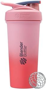 BlenderBottle Strada Sleek Shaker Cup Insulated Stainless Steel Water Bottle with Wire Whisk, 25-Ounce, Flamingo Ombre