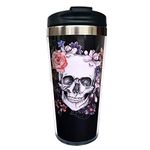 CUAJH Skull Print Travel Coffee Mug Insulated Tumbler with Wrap and Lid, Stainless Lined for Women Men Birthday, 14 OZ