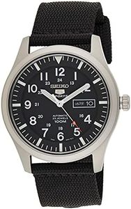 Seiko Men's Analogue Automatic Watch with Textile Strap – SNZG15K1, Black/Black, M, Strap