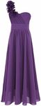 FEESHOW Girls' One Shoulder Flower Girl Junior Bridesmaid Long Dress for Wedding Party 4 Purple