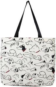 Komociya Cute Dog Tote Bag with Zipper Canvas Tote Bag for Women Trendy Reusable Travel Book Tote for Grocery Shopping