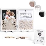 GLM Wedding Guest Book Alternative with Sign, 160 Hearts and 4 Large Hearts, Guest Book Wedding Reception, Wedding Decorations for Reception, Wedding Decor (White)