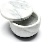 jalz jalz Marble White Salt Box Salt Cellar Spice Pinch Pot Salt Cellar Spice Seasonings Keeper