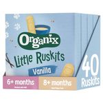 Organix Vanilla Organic Little Ruskits 6+ Months (10 x 60 g) (Pack of 4), Total 40 Ruskits