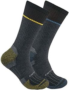 Carhartt Men's Force Midweight Steel Toe Sock 2 Pack, Assorted 1 Black, Large