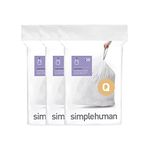 simplehuman CW0264 code Q Custom Fit Bin Liner Bulk Pack, White Plastic (3 Pack of 20, Total 60 Liners)