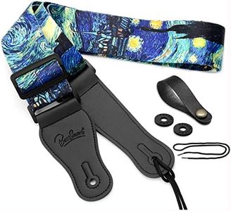 Van Gogh "Starry Night" Guitar Strap Includes Strap Button & 2 Strap Locks Shoulder Strap For Bass, Electric & Acoustic Guitar