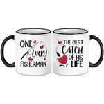 Wedding Gifts ,Engagement Gifts for Couples Unique Funny Ceramic Tea Cup for Bride and Groom,Wedding Gift for Couple Fishing Matching Gift for Bridal Shower Couples Mugs One Great Fisherman Best Catch of His Life Coffee Mugs Engaged,Birthday,Christmas Anniversary,Valentines Day