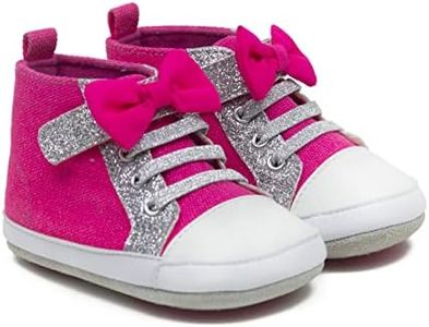 Robeez First Kicks Baby Girl and Unisex Shoes & Sneakers for Infant/Toddlers - 0-24 Months, Neon Pink, 6-9 Months Infant