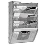 EasyPAG 5 Tier A4 Mesh in Tray Assemble Wall Pocket File Holder Mail Organiser Magazine Storage Rack,Silver