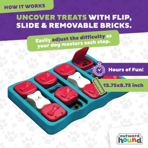 Outward Hound Dog Brick Puzzle Toy – Interactive Treat Game for Dogs