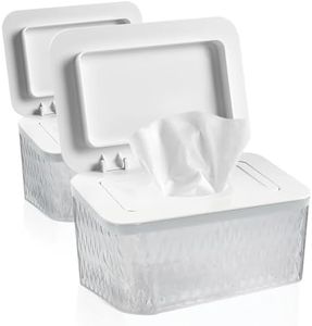 2 Pack Baby Wipes Dispenser Wipe Holder - Larger Capacity Wet Wipe Dispenser Box Wipes Container for Bathroom Keep Wipes Moist and Fresh